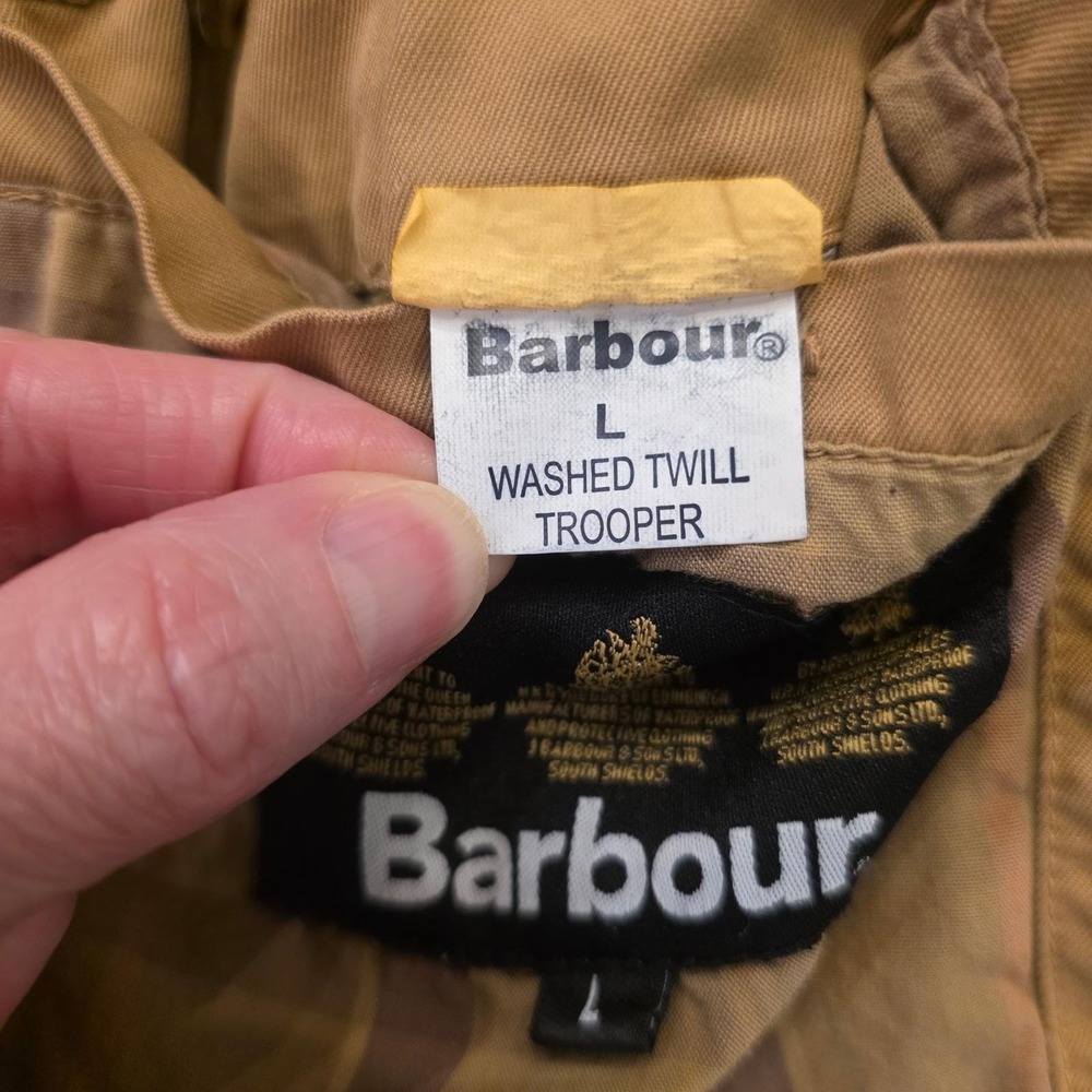 Vtg BARBOUR Men's L Washed Twill Trooper Field Jacket Tan Rugged Preppy‎ Utility - Picture 4 of 14